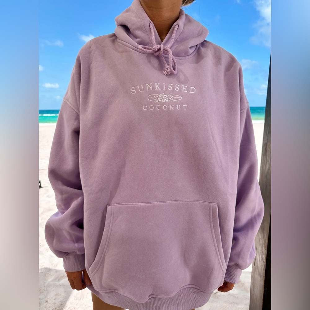 Sunkissed Coconut lavender embroidered oversized hoodie size Large